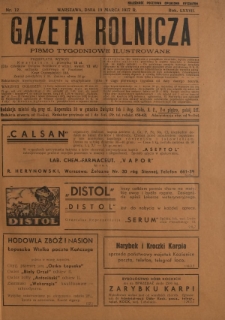Gazeta Rolnicza : pismo tygodniowe ilustrowane. R. 77, nr 12 (19 marca 1937)