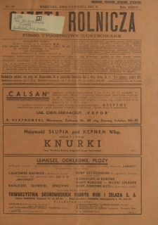 Gazeta Rolnicza : pismo tygodniowe ilustrowane. R. 77, nr 15 (9 kwietnia 1937)