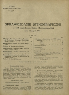 Sprawozdanie Stenograficzne z 159 Posiedzenia Sejmu Rzeczypospolitej z dnia 6 listopada 1924 r. (I Kadencja 1922-1927)