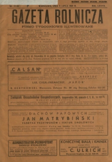 Gazeta Rolnicza : pismo tygodniowe ilustrowane. R. 77, nr 27-28 (9 lipca 1937)