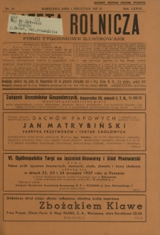 Gazeta Rolnicza : pismo tygodniowe ilustrowane. R. 77, nr 36 (3 września 1937)