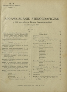 Sprawozdanie Stenograficzne z 164 Posiedzenia Sejmu Rzeczypospolitej z dnia 28 listopada 1924 r. (I Kadencja 1922-1927)