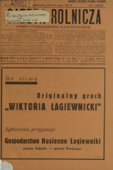 Gazeta Rolnicza : pismo tygodniowe ilustrowane. R. 78, nr 8 (25 lutego 1938)