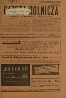 Gazeta Rolnicza : pismo tygodniowe ilustrowane. R. 78, nr 12 (25 marca 1938)