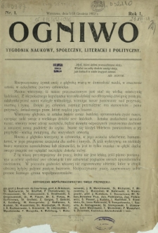 Ogniwo : tygodnik naukowy, społeczny, literacki i polityczny. R. 1, Nr 1 (5/18 grudnia 1902)