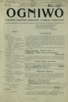 Ogniwo : tygodnik naukowy, społeczny, literacki i polityczny. R. 1, Nr 2 (5 stycznia /23 grudnia 1902/3)