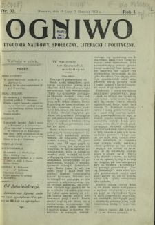 Ogniwo : tygodnik naukowy, społeczny, literacki i polityczny. R. 1, Nr 32 (19 lipca/1 sierpnia 1903)