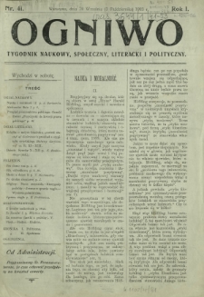 Ogniwo : tygodnik naukowy, społeczny, literacki i polityczny. R. 1, Nr 41 (20 września/3 października 1903)