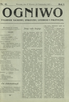 Ogniwo : tygodnik naukowy, społeczny, literacki i polityczny. R. 1, Nr 42 (27 września/10 października 1903)