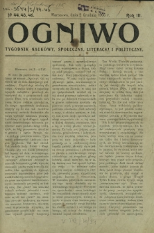 Ogniwo : tygodnik naukowy, społeczny, literacki i polityczny. R. 3, Nr 44, 45, 46 (2 grudnia 1905)