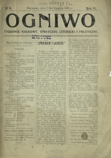 Ogniwo : tygodnik naukowy, społeczny, literacki i polityczny. R. 3, Nr 2 (1/14 stycznia 1905)