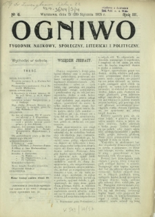 Ogniwo : tygodnik naukowy, społeczny, literacki i polityczny. R. 3, Nr 4 (15/28 stycznia 1905)
