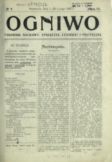 Ogniwo : tygodnik naukowy, społeczny, literacki i polityczny. R. 3, Nr 7 (5/18 lutego 1905)