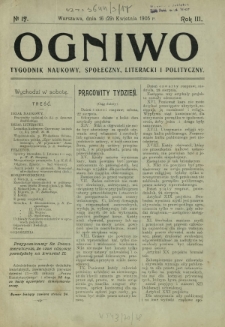 Ogniwo : tygodnik naukowy, społeczny, literacki i polityczny. R. 3, Nr 17 (16/29 kwietnia 1905)