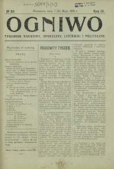 Ogniwo : tygodnik naukowy, społeczny, literacki i polityczny. R. 3, Nr 20 (7/20 maja 1905)