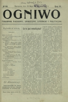 Ogniwo : tygodnik naukowy, społeczny, literacki i polityczny. R. 3, Nr 23 (28 maja/10 czerwca 1905)