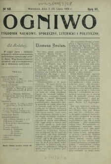 Ogniwo : tygodnik naukowy, społeczny, literacki i polityczny. R. 3, Nr 28 (2/15 lipca 1905)