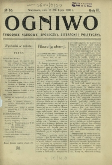 Ogniwo : tygodnik naukowy, społeczny, literacki i polityczny. R. 3, Nr 30 (16/29 lipca 1905)