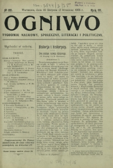 Ogniwo : tygodnik naukowy, społeczny, literacki i polityczny. R. 3, Nr 35 (20 sierpnia/2 września 1905)