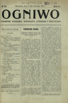 Ogniwo : tygodnik naukowy, społeczny, literacki i polityczny. R. 3, Nr 39 (17/30 września 1905)