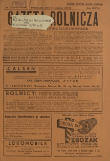 Gazeta Rolnicza : pismo tygodniowe ilustrowane. R. 78, nr 37 (16 września 1938)