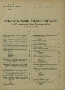 Sprawozdanie Stenograficzne z 173 Posiedzenia Sejmu Rzeczypospolitej z dnia 19 grudnia 1924 r. (I Kadencja 1922-1927)