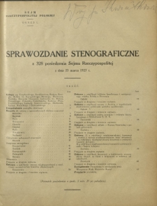 Sprawozdanie Stenograficzne z 328 Posiedzenia Sejmu Rzeczypospolitej z dnia 25 marca 1927 r. (I Kadencja 1922-1927)