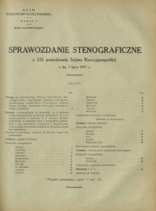 Sprawozdanie Stenograficzne z 335 Posiedzenia Sejmu Rzeczypospolitej z dnia 7 lipca 1927 r. (I Kadencja 1922-1927)