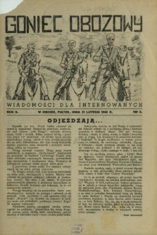Goniec Obozowy : wiadomości dla internowanych R. 2, Nr 5 (21 lutego 1941)