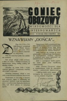 Goniec Obozowy : wiadomości dla internowanych R. 2, Nr 8 (24) 6 sierpnia 1941