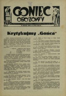 Goniec Obozowy : pismo żołnierzy internowanych R. 3, Nr 14 (15 lipca 1942)