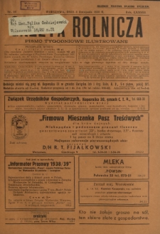 Gazeta Rolnicza : pismo tygodniowe ilustrowane. R. 78, nr 44 (4 listopada 1938)