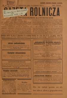 Gazeta Rolnicza : pismo tygodniowe ilustrowane. R. 78, nr 46 (18 listopada 1938)