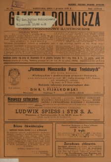 Gazeta Rolnicza : pismo tygodniowe ilustrowane. R. 78, nr 48 (2 grudnia 1938)