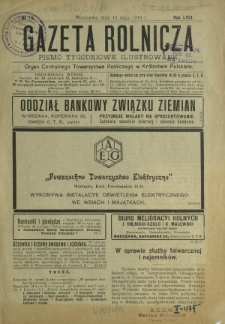 Gazeta Rolnicza : pismo tygodniowe ilustrowane. R. 58, nr 19 (10 maja 1918)