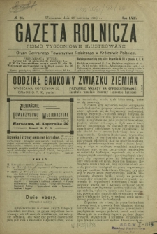 Gazeta Rolnicza : pismo tygodniowe ilustrowane. R. 58, nr 26 (28 czerwca 1918)