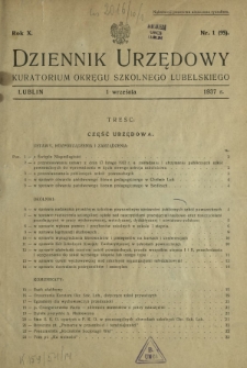 Dziennik Urzędowy Kuratorjum Okręgu Szkolnego Lubelskiego R. 10, nr 1 (95) 1 września 1937
