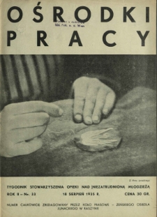 Ośrodki Pracy : tygodnik Stowarzyszenia Opieki nad Nieztrudnioną Młodzieżą R. 2, Nr 33 (18 sierpień 1935)