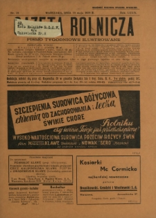 Gazeta Rolnicza : pismo tygodniowe ilustrowane. R. 79, nr 20 (19 maja 1939)