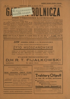 Gazeta Rolnicza : pismo tygodniowe ilustrowane. R. 79, nr 32 (11 sierpnia 1939)