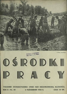 Ośrodki Pracy : tygodnik Stowarzyszenia Opieki nad Niezatrudnioną Młodzieżą R. 2, Nr 40 (październik 1935)