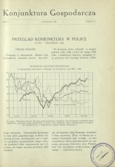 Konjunktura Gospodarcza : wydawnictwo Instytutu Badania Konjunktur Gospodarczych i Cen. R. 1, z. 3 (listopad 1928)