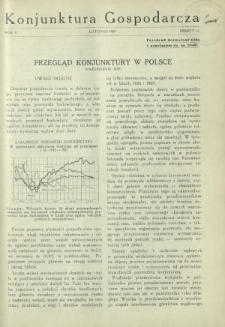 Konjunktura Gospodarcza : miesięcznik Instytutu Badania Konjunktur Gospodarczych i Cen. R. 2, z. 11 (listopad 1929)
