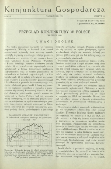 Konjunktura Gospodarcza : miesięcznik Instytutu Badania Konjunktur Gospodarczych i Cen. R. 3, z. 10 (październik 1930)