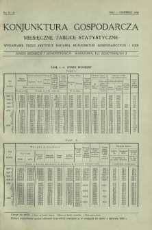 Konjunktura Gospodarcza : miesięczne tablice statystyczne wydawane przez Instytut Badania Konjunktur Gospodarczych i Cen. [R. 1], nr 5-6 (maj-czerwiec 1932)