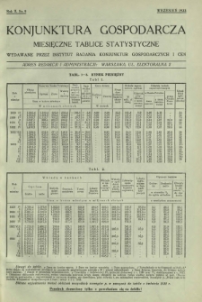 Konjunktura Gospodarcza : miesięczne tablice statystyczne wydawane przez Instytut Badania Konjunktur Gospodarczych i Cen. R. 2, nr 9 (wrzesień 1933)