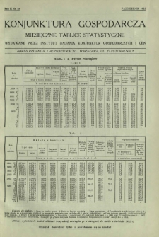 Konjunktura Gospodarcza : miesięczne tablice statystyczne wydawane przez Instytut Badania Konjunktur Gospodarczych i Cen. R. 2, nr 10 (październik 1933)