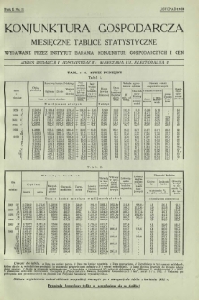 Konjunktura Gospodarcza : miesięczne tablice statystyczne wydawane przez Instytut Badania Konjunktur Gospodarczych i Cen. R. 2, nr 11 (listopad 1933)