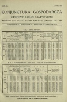 Konjunktura Gospodarcza : miesięczne tablice statystyczne wydawane przez Instytut Badania Konjunktur Gospodarczych i Cen. R. 3, nr 7 (lipiec 1934)