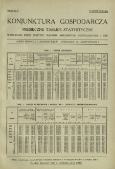 Konjunktura Gospodarcza : miesięczne tablice statystyczne wydawane przez Instytut Badania Konjunktur Gospodarczych i Cen. R. 3, nr 10 (październik 1934)